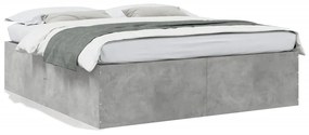 3280898 vidaXL Cadru de pat, gri beton, 200x200 cm, lemn prelucrat