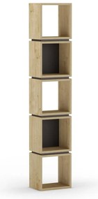Bibliotecă neagră/în culoare naturală cu aspect de lemn de stejar 32x167 cm Lofty – Marckeric