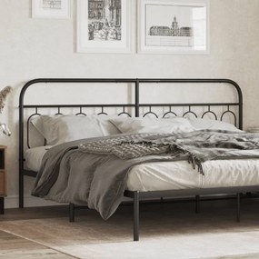 vidaXL Tăblie de pat metalică, negru, 200 cm