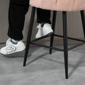 HOMCOM Set de 2 taburete de bar, scaune de bar cu spătar și suport pentru picioare, picioare din oțel, 52 x 53 x 93 cm, roz | Aosom Romania