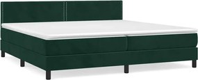 vidaXL Pat box spring cu saltea, verde închis, 200x200 cm, catifea