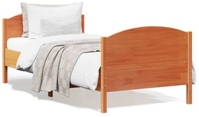 842569 vidaXL Cadru de pat cu tăblie, maro ceruit, 90x200 cm, lemn masiv pin