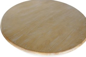 Masă dining rotundă din lemn de ulm, natur, 4–5 locuri, cu picior central strunjit, 76 x 120 cm, „Amely”