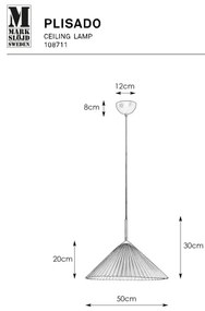 Lustră pe cablu Markslöjd 108711 PLISADO 1xE27/40W/230V d. 50 cm alb