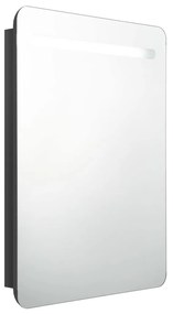 326504 vidaXL Dulap de baie oglindă și LED, negru strălucitor, 60x11x80 cm