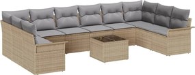 vidaXL Set de canapele pentru grădină cu pernă 11 pcs Bej poliratan