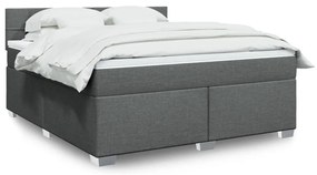 vidaXL Pat box spring cu saltea, gri închis, 180x200 cm, textil