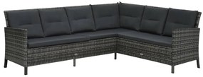 48143 vidaXL Set mobilier de grădină cu perne, 4 piese, gri, poliratan