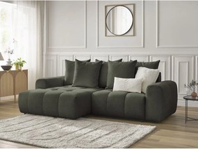 Colțar kaki extensibil/cu spațiu de depozitare cu tapițerie din chenille (cu colț pe partea stângă/cu șezlong) Roxelane – Bobochic Paris