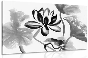 Tablou floare de lotus în design alb-negru