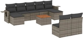 vidaXL Set mobilier de grădină cu perne, 10 piese, gri, poliratan