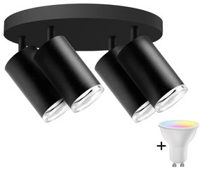 Spot de baie LED RGBW reglabil TURYN 4xGU10/6,5W/230V IP44 negru