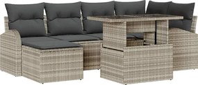 vidaXL Set de canapele pentru grădină 7 pcs Gri deschis Rattan poli