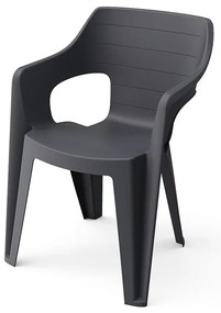 Scaun de grădină din plastic Bilboa Iowback cu cotiere, negru