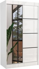 Dulap cu usi glisante si oglinda 120x215 cm, Gilton, ADRK Furniture (Culoare: Alb)