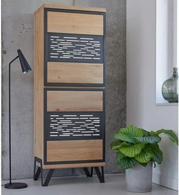 Comodă stejar masiv Înaltă Edge Personalizabilă, 61 × 42 × 166 cm - Tabac