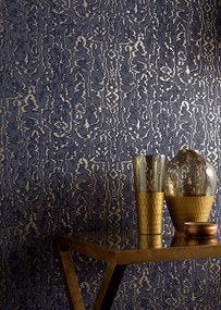 Tapet Avington, Navy Blue Luxury Moire, 1838 Wallcoverings, 5.3mp / rola