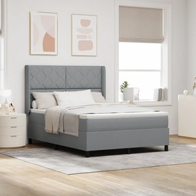 vidaXL Pat cu saltea Gri deschis 140x200 cm, din material