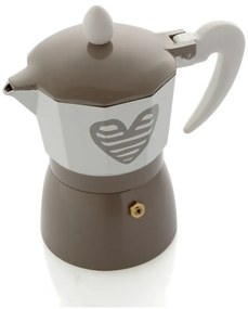 Cafetieră gri pentru 3 cești de cafea Brandani Hearbeat, maro
