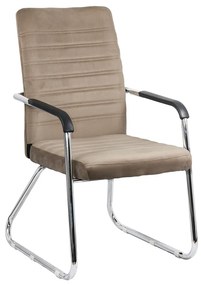 Scaun vizitator bej OFF 833V din catifea cu cadru metalic cromat