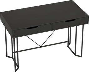 HOMCOM Birou mic pentru calculator cu 2 sertare, birou cu suprafață mare de lucru 120 x 60 x 77 cm Negru | Aosom Romania