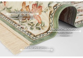 Covor verde/crem din viscoză 135x195 cm Oriental – Nouristan