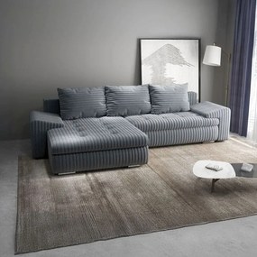 Colțar extensibil dumonde cu ladă de depozitare si sezut confortabil din spuma high-density, Leonardo Ambience Gri 260x185 cm