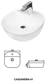 Lavoar pe blat, Fluminia, Cassandra 41, oval, 41 x 41 cm, alb