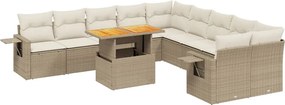 vidaXL Set canapele de grădină cu perne, 11 piese, bej, poliratan