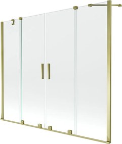 Mexen Velar Duo paravan de cadă cu 2 panouri glisante 180 x 150 cm, transparent, auriu - 896-180-000-02-50