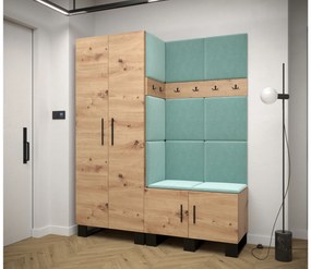Set mobilier pentru hol Amanda 2 (Stejar artisan + verde). 1085868