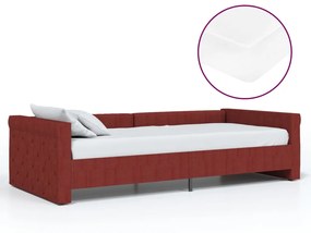 3080325 vidaXL Pat de zi cu saltea și USB, roșu vin, 90x200 cm, textil