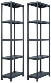 vidaXL Rafturi de depozitare 2 buc. negru 60x30x180 cm plastic 125 kg