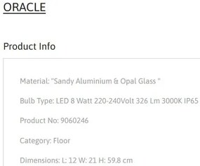 Stalp de exterior pentru terasa sau gradina, ORACLE H-60cm