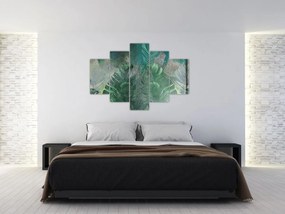 Tablou - Textura de beton cu frunze (150x105 cm)