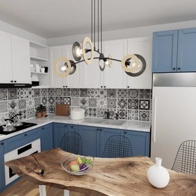 Lustră pe cablu SKIVA 4xE27/15W/230V negru/bej