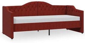 3080305 vidaXL Pat de zi cu saltea și USB, roșu vin 90x200 cm, material textil