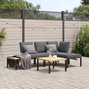 3283679 vidaXL Set mobilier de grădină cu perne, 4 piese, negru, aluminiu