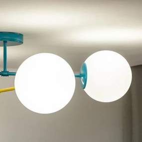 Lustru aplicat MOON, 4xE27/15W/230V, turcoaz/galben