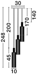 Lustra cu 3 pendule metal auriu, sticla chihlimbar ZOELLA