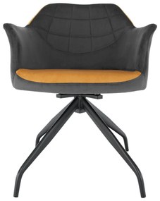 Scaun pivotant, gri, ţesătură de catifea camel / negru, RATOKO