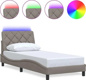vidaXL Cadru de pat cu LED fără saltea Taupe 90x190 cm Material