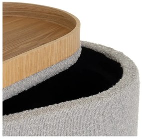 Taburet gri deschis cu tapițerie din țesătură bouclé – Casa Selección