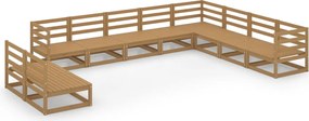 vidaXL Set mobilier de grădină, 10 piese, maro miere, lemn masiv pin