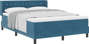 vidaXL Pat cu arcuri cu saltea Albastru închis 200 x 160 cm Catifea