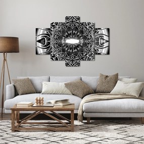 Tablou cu ornamente alb negre (150x105 cm)
