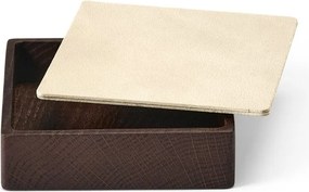 Cutie de depozitare maro-crem din lemn și din piele ecologică cu capac, decorativă 11x11x3,5 cm Square Nupo – LIND DNA