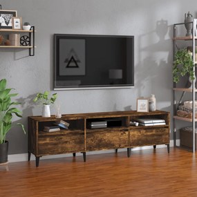 Comoda TV, stejar fumuriu, 150x30x44,5 cm, lemn prelucrat