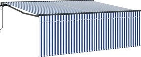 vidaXL Cortina Retractabilă Albastru și Alb 400 × 300 cm