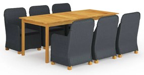 vidaXL Set mobilier de grădină, 7 piese, gri închis